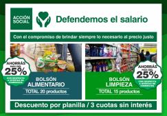 Defendemos el salario: Bolsones con productos alimenticios y de limpieza