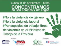 Convocatoria para denunciar una situación de violencia de género y laboral en el ministerio de Trabajo de Rosario