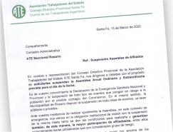 Coronavirus: el CDP de ATE solicita a la Seccional Rosario que suspenda Asamblea de afiliados/as