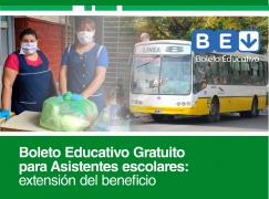 Boleto Educativo Gratuito para Asistentes escolares: extensión del beneficio a Cocinas Centralizadas, Centros de Educación Física y otros organismos