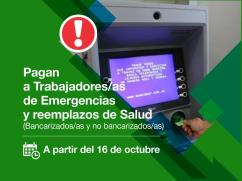 Pago del mes de septiembre a reemplazantes de Salud