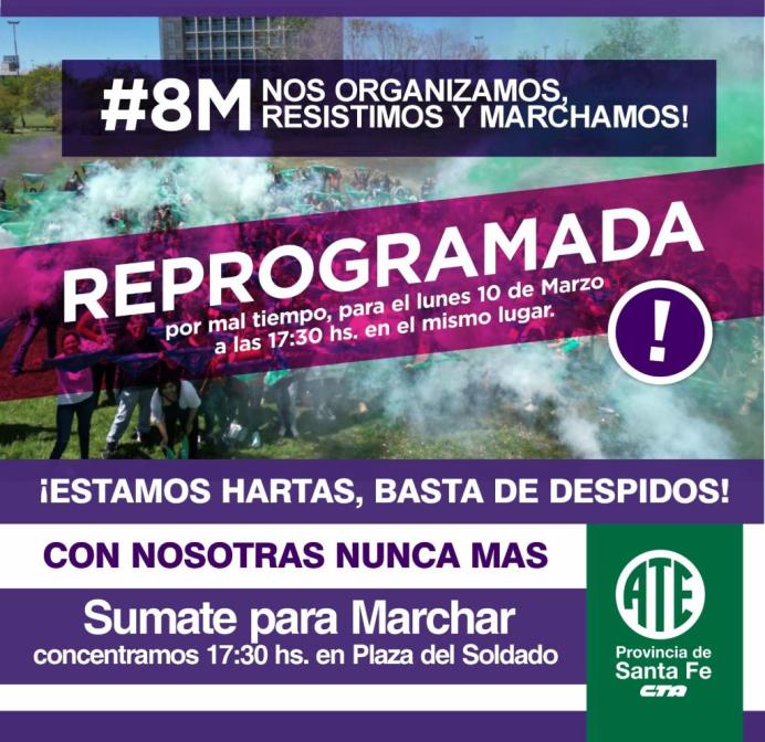 el-8m-dia-internacional-de-la-mujer-trabajadora-no-se-suspende-por-lluvia-se-reprograma